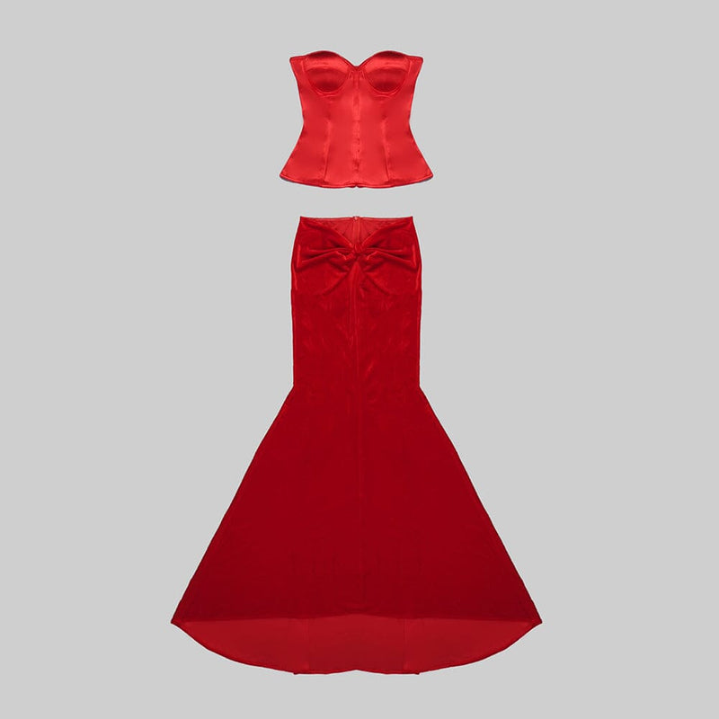 STRAPLESS COREST TWO-PIECE DRESS IN RED DRESS styleofcb 
