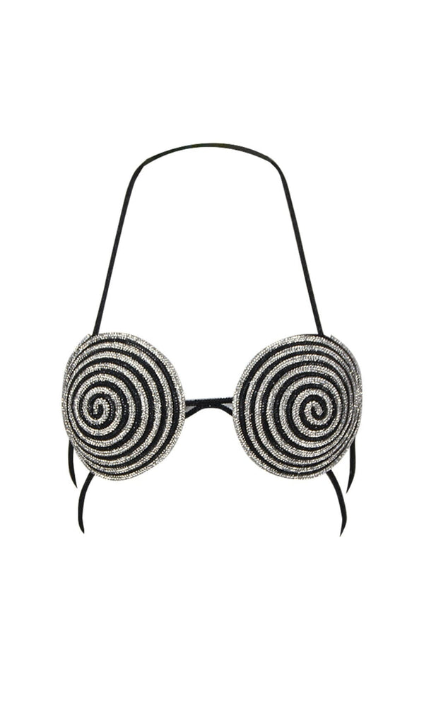 SPIRAL CRYSTAL BUSTIER TOP IN BLACK Tops styleofcb 