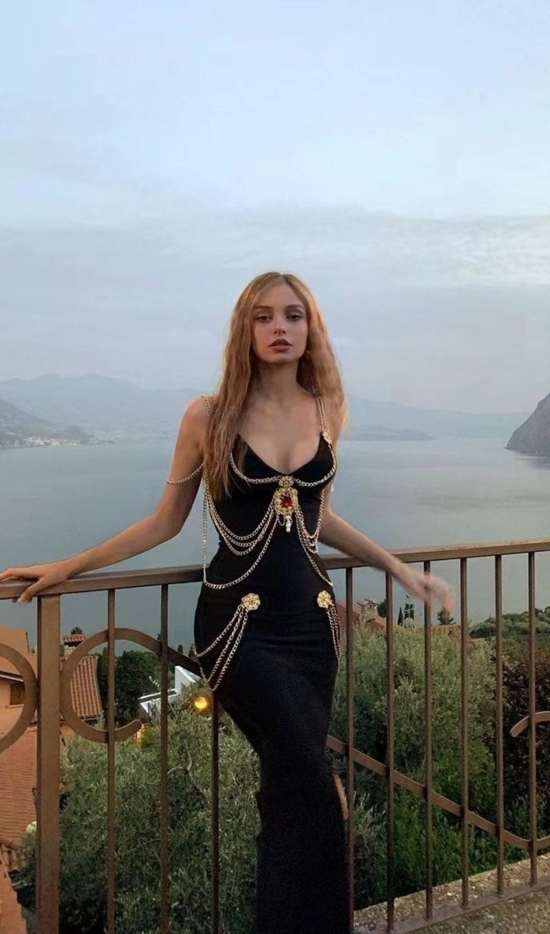 BLACK BANDAGE SWEETHEART SPLIT MAXI DRESS Dresses styleofcb 