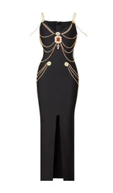 BLACK BANDAGE SWEETHEART SPLIT MAXI DRESS Dresses styleofcb XS BLACK 
