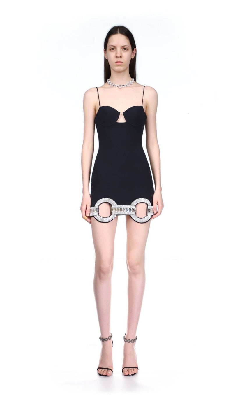 BLACK CRYSTAL MINI DRESS Dresses styleofcb 