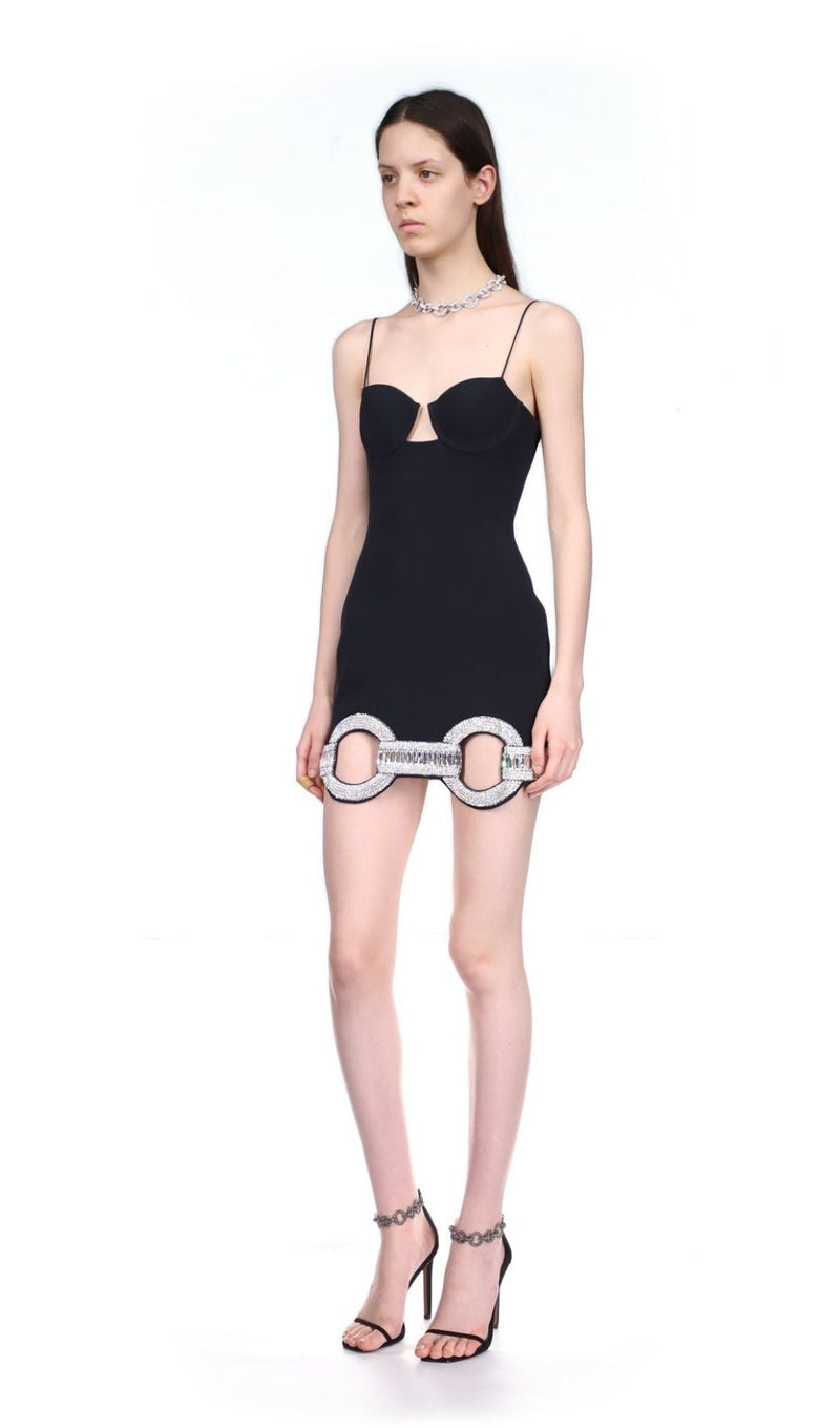 BLACK CRYSTAL MINI DRESS Dresses styleofcb 