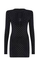 BLACK CRYSTAL PLUNGE MINI DRESS Dresses styleofcb 
