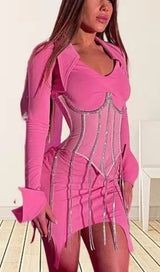 BLACK CRYSTAL TASSELS CORSET Shirts & Tops styleofcb 