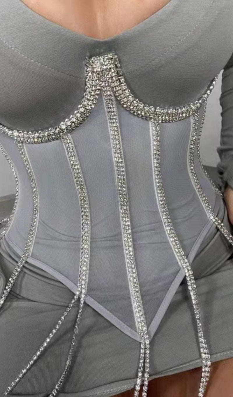 BLACK CRYSTAL TASSELS CORSET Shirts & Tops styleofcb 
