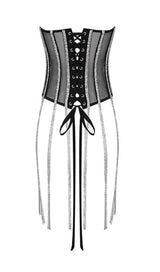 BLACK CRYSTAL TASSELS CORSET Shirts & Tops styleofcb 