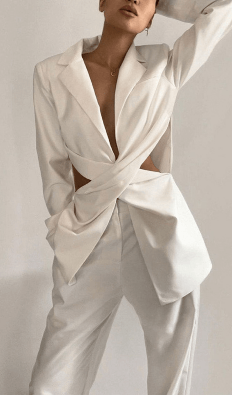 BLACK CUT OUT CASUAL SUIT TOP styleofcb WHITE S 