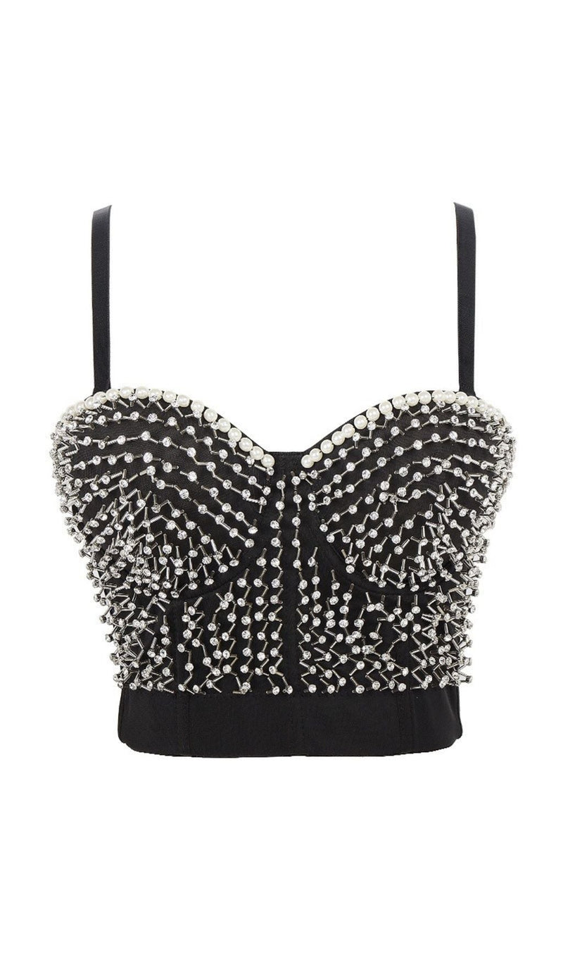 BLACK EMBELLISHED CORSET Shirts & Tops styleofcb 