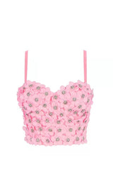 BLACK FLOWER CRYSTAL TOP styleofcb 34B/75 PINK 
