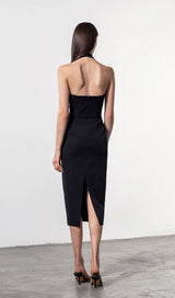 BLACK HALTER MIDI DRESS Dresses styleofcb 