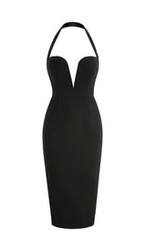 BLACK HALTER MIDI DRESS Dresses styleofcb 