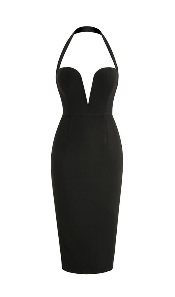 BLACK HALTER MIDI DRESS Dresses styleofcb 