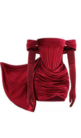 BLUE VELVET CORSET MINI DRESS styleofcb XS WINE RED 