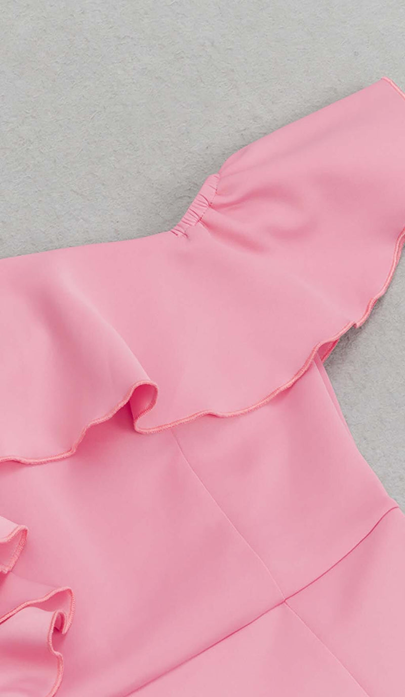 BODYCON RUFFLE MIDI DRESS IN APRICOT styleofcb 