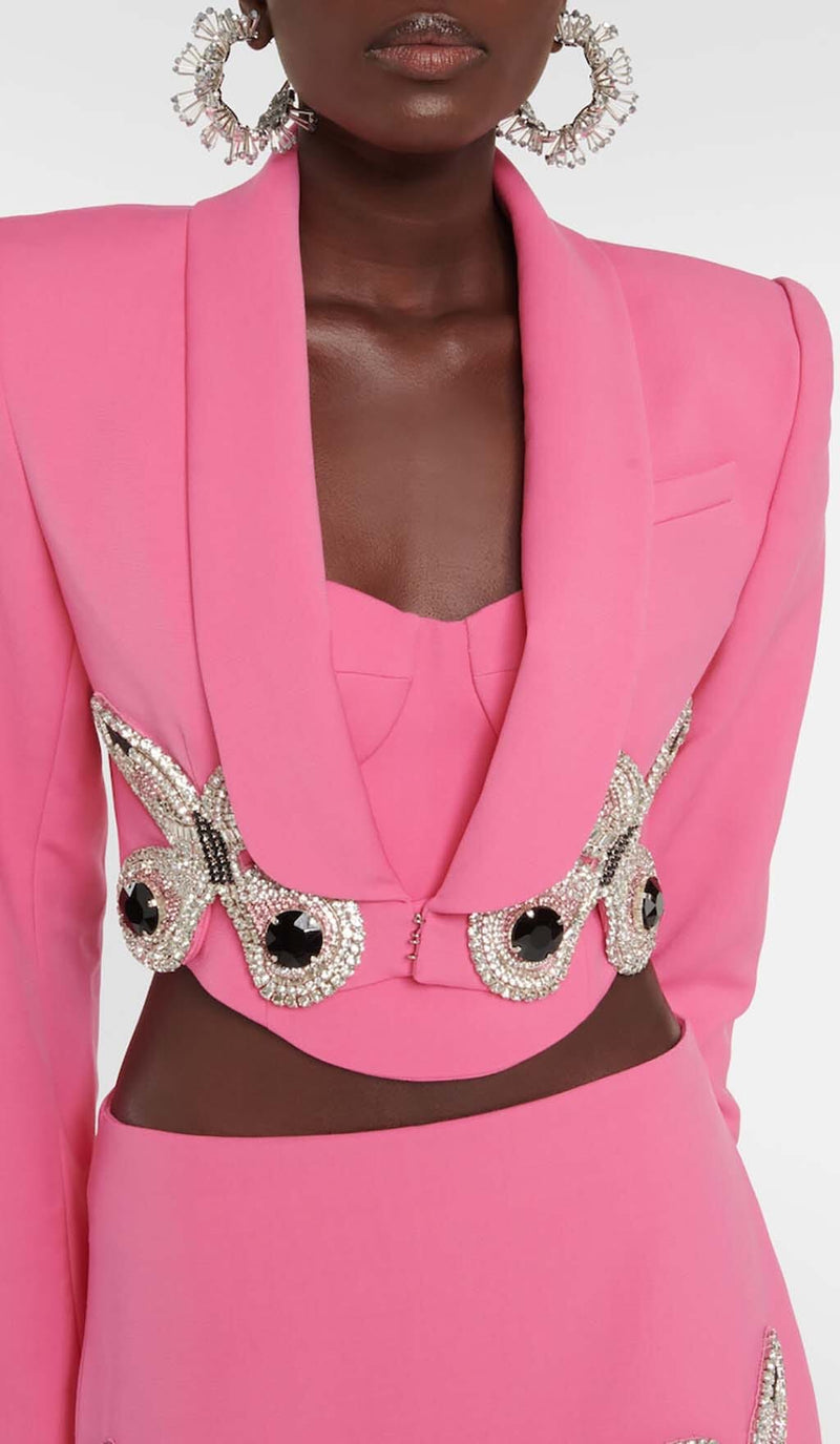 BOW EMBELLISHED CRYSTA TWO PIECE SET DRESS STYLE OF CB 