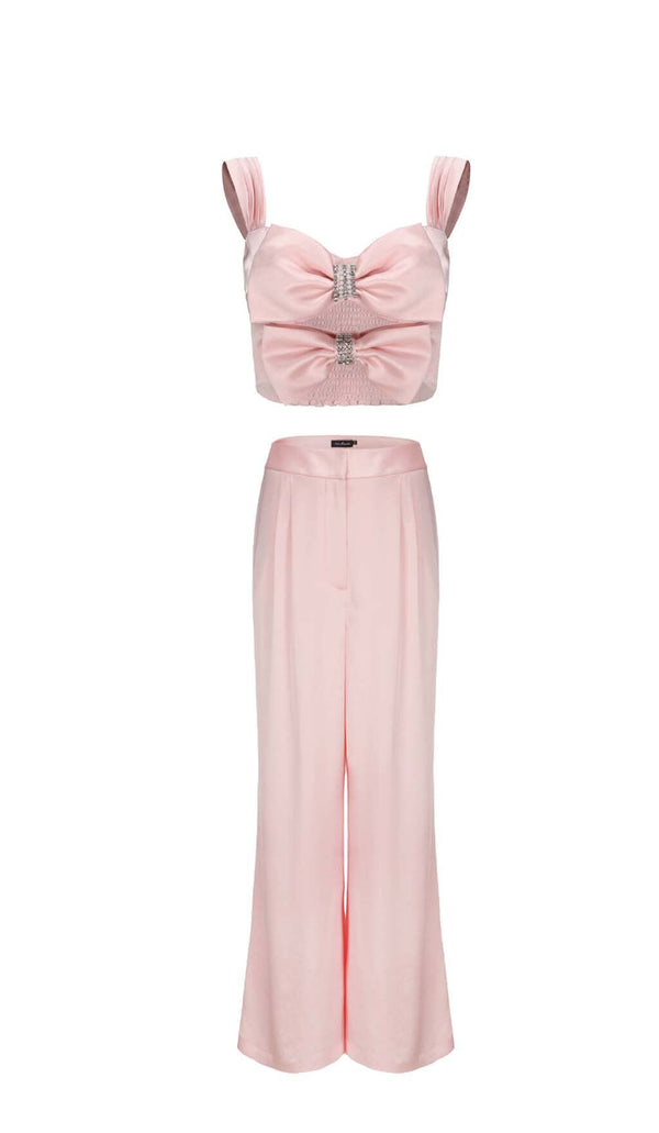 BOW-EMBELLISHED TWO-PIECE SUIT IN PINK styleofcb 