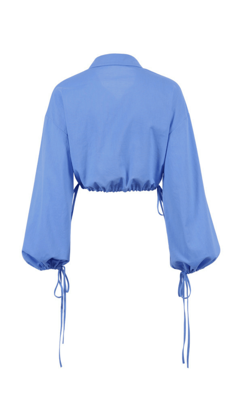 BRAWSTRING WAIST SHORT SHIRT IN BLUE styleofcb 