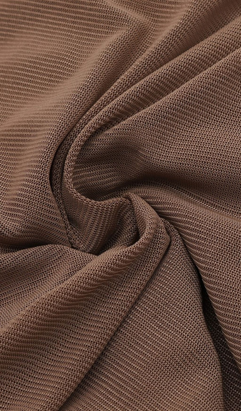 BROWN RUCHED MIDI DRESS Dresses styleofcb 