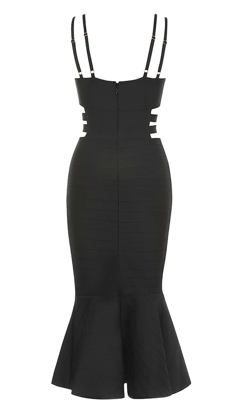 BUCKLE BANDAGE MIDI DRESS IN BLACK DRESS STYLE OF CB 