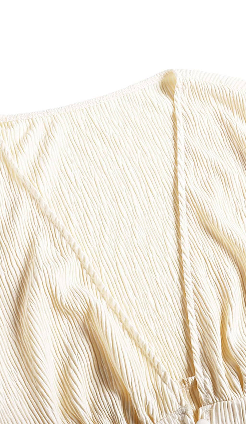 BUTTON-FRONT PUFFED SLEEVES MAXI DRESS IN WHITE DRESS STYLE OF CB 