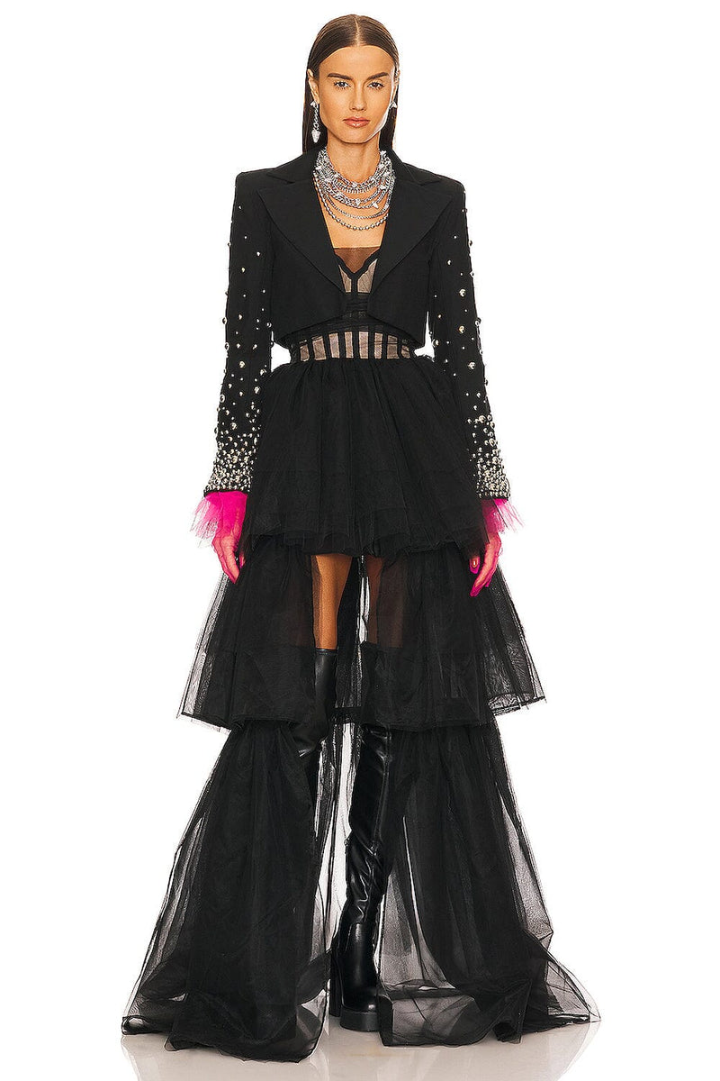 BEADED SPIRAL BLAZER IN BLACK BODYSUITS & JUMPSUITS styleofcb 