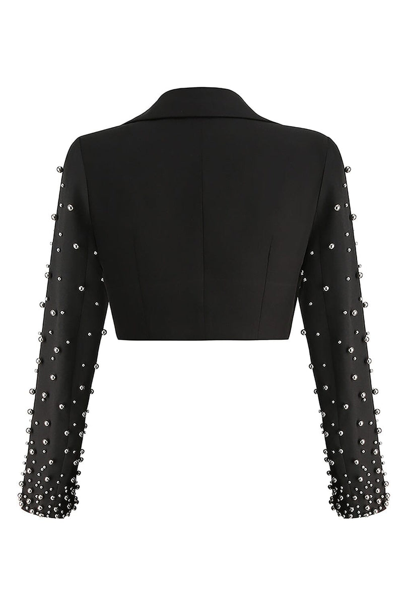 BEADED SPIRAL BLAZER IN BLACK BODYSUITS & JUMPSUITS styleofcb 