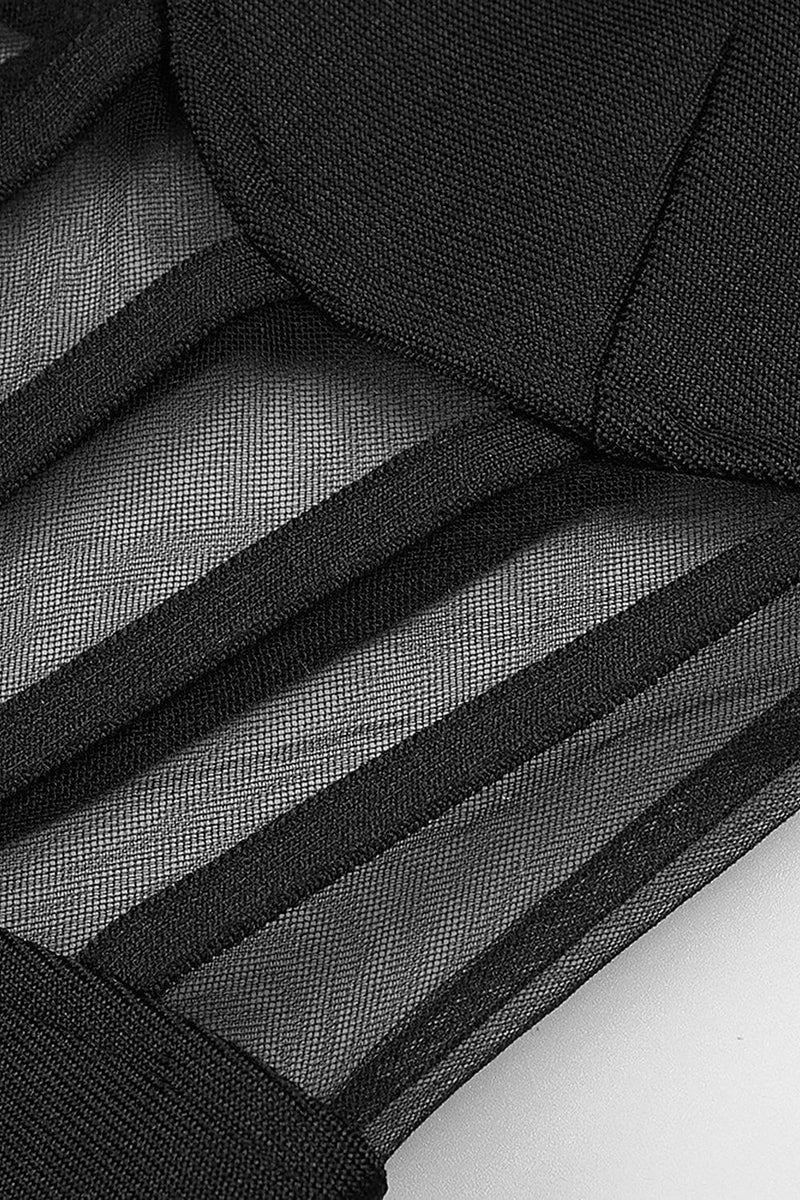 BLACK MESH CORSET DETAIL BANDAGE LONG DRESS MAXI BANDAGE DRESSES & GOWNS styleofcb 