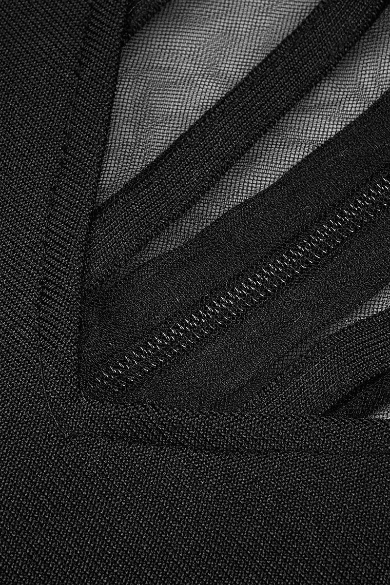 BLACK MESH CORSET DETAIL BANDAGE LONG DRESS MAXI BANDAGE DRESSES & GOWNS styleofcb 