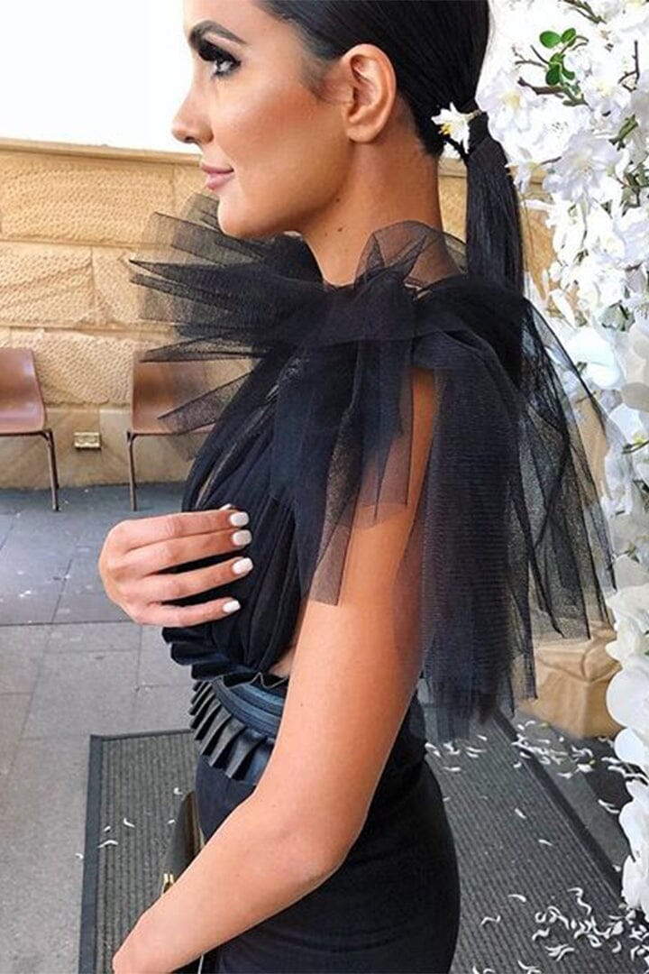 DEEP V NECK SLEEVELESS BACKLESS LACE BOW MESH JUMPSUIT BODYSUITS & JUMPSUITS styleofcb 