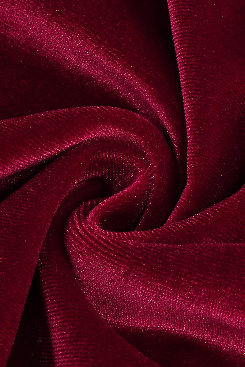 BURGUNDY VELVET OFF SHOULDER SIDE TAIL SLIT MAXI DRESS styleofcb 