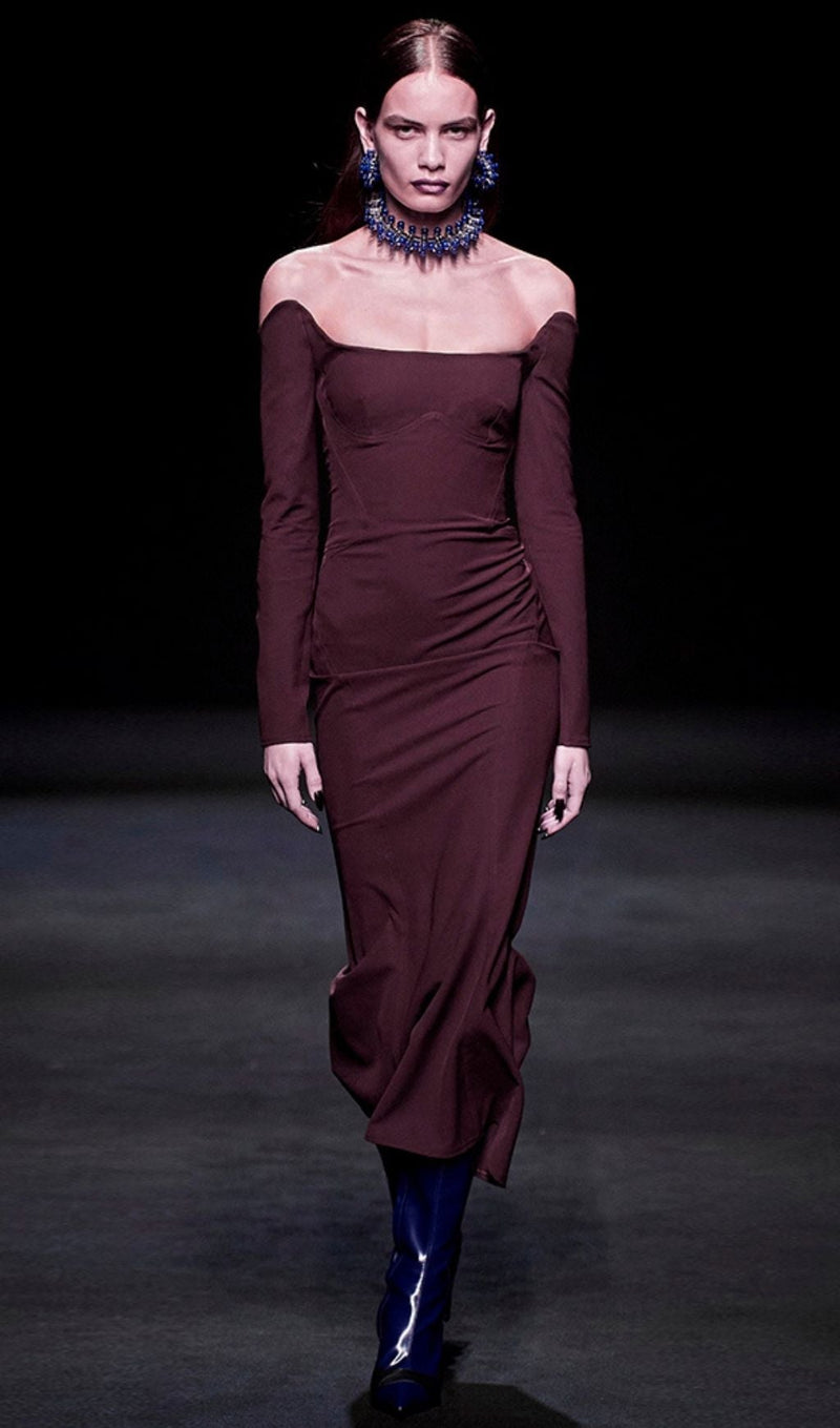 CHERRY STRAPLESS BANDAGE MIDI DRESS Dresses styleofcb 