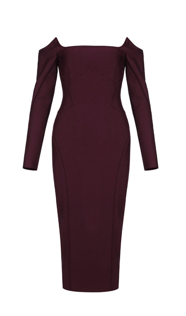 CHERRY STRAPLESS BANDAGE MIDI DRESS Dresses styleofcb 