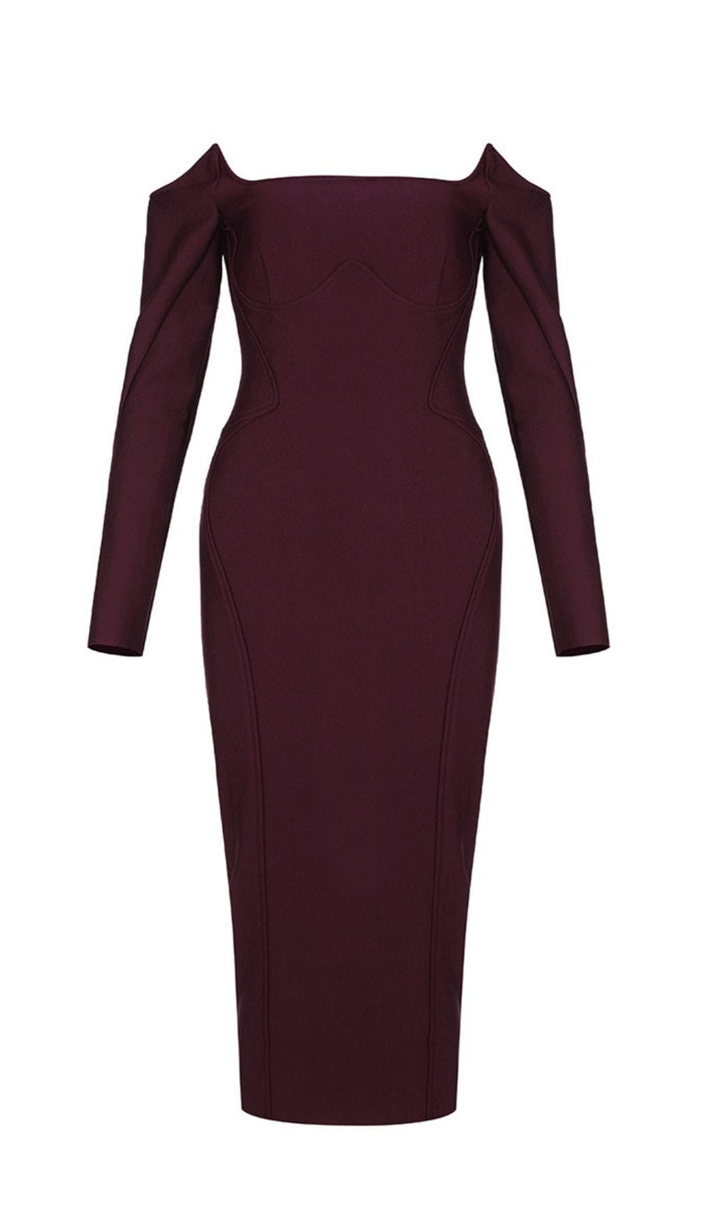 CHERRY STRAPLESS BANDAGE MIDI DRESS Dresses styleofcb 