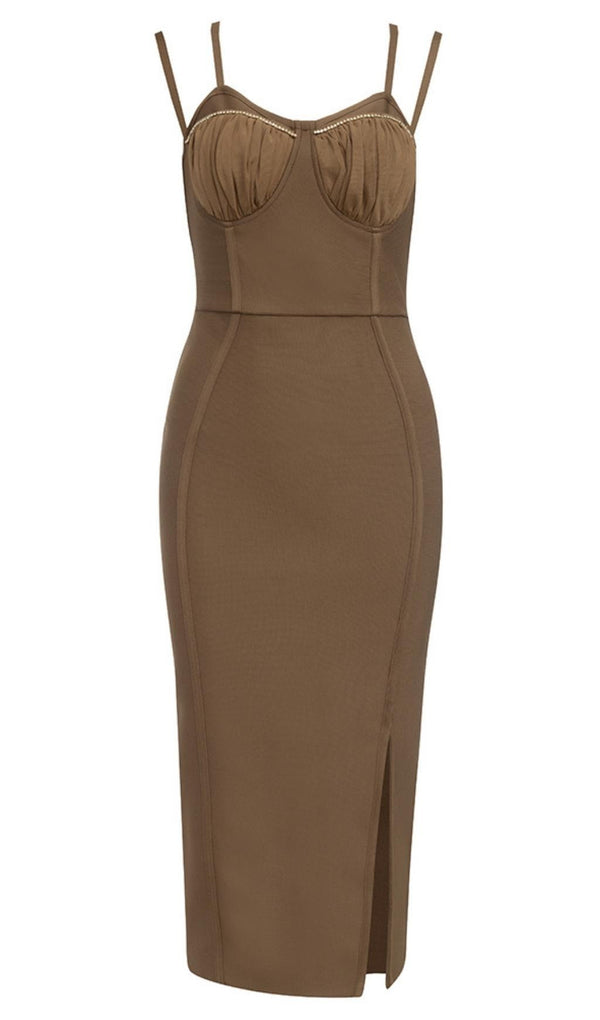 CORSET MAXI DRESS IN BROWN Dresses styleofcb 