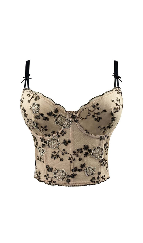 CORSET FLORAL CROPPED TOP IN GRAY DRESS STYLE OF CB 