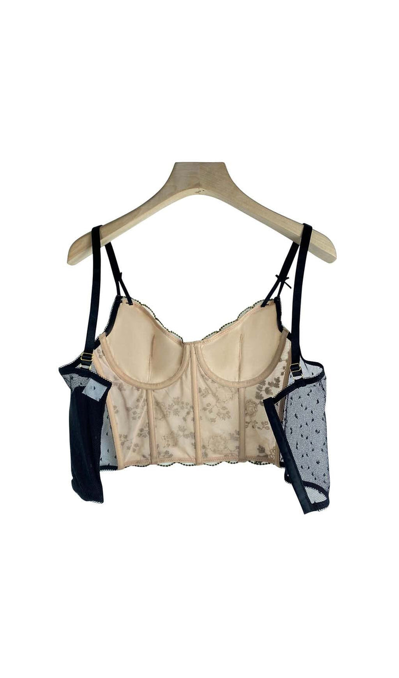 CORSET FLORAL CROPPED TOP IN GRAY DRESS STYLE OF CB 