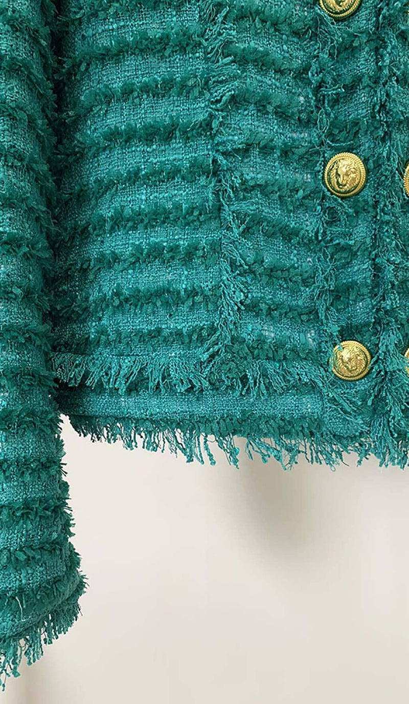 COTTON-BLEND TWEED JACKET IN GREEN DRESS STYLE OF CB 