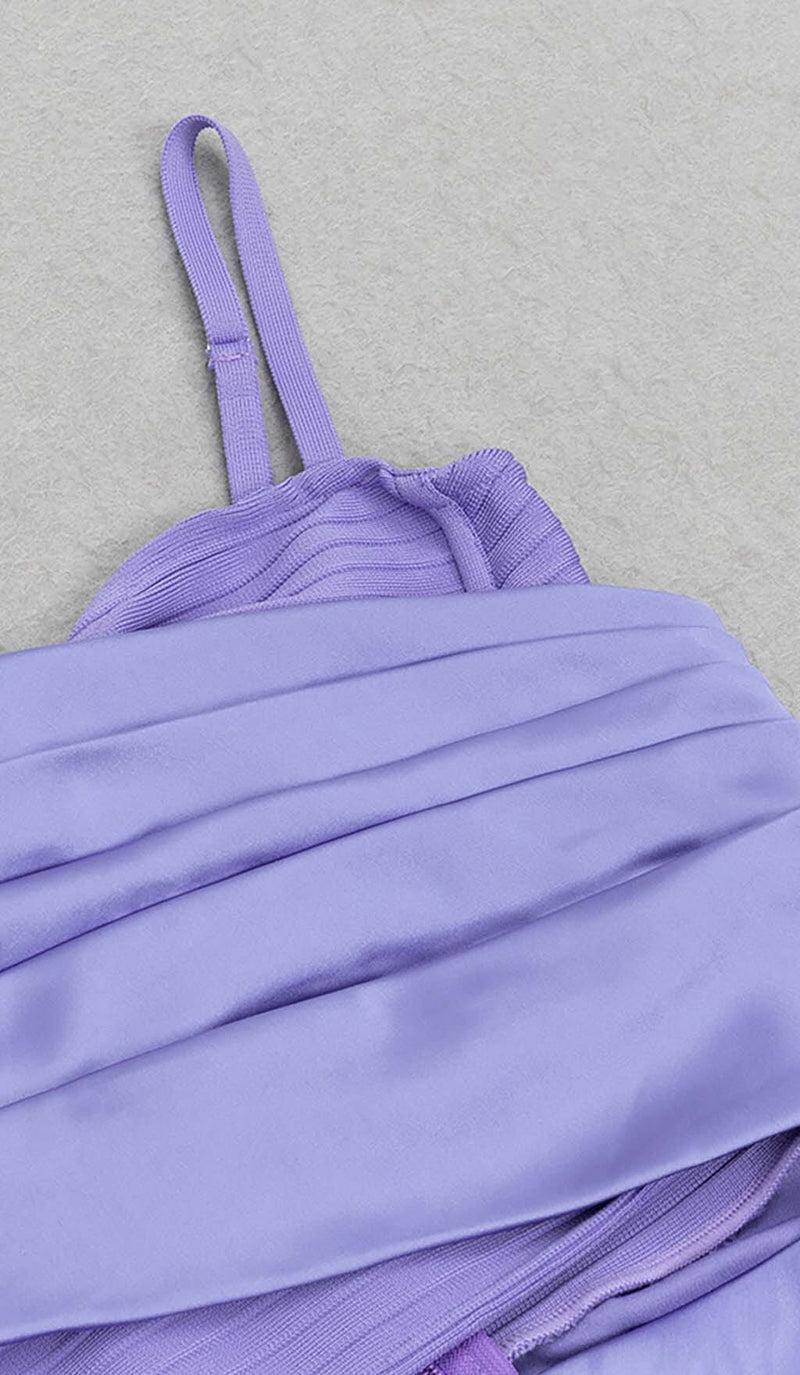 COWL NECK SATIN SPLIT THIGH MIDI DRESS IN ORCHID DRESS STYLE OF CB 