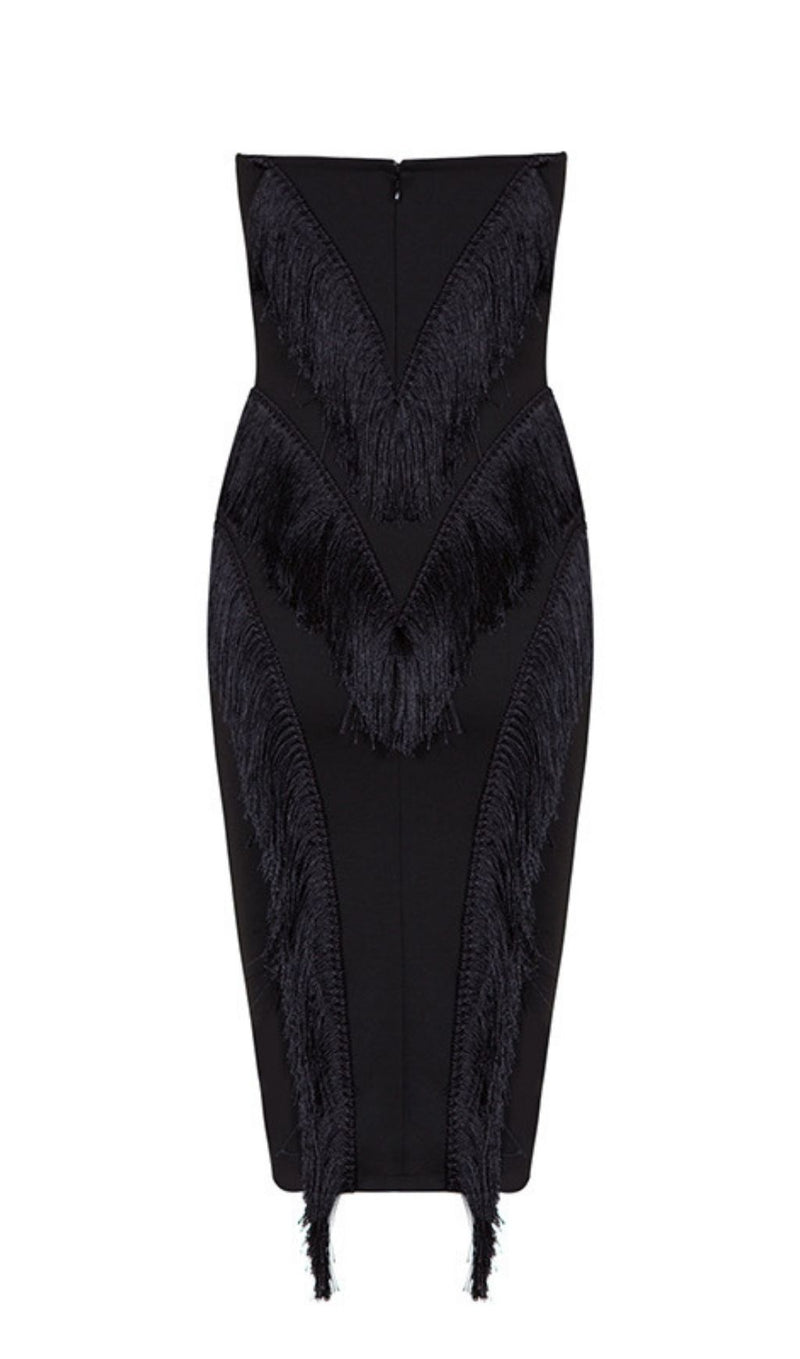 CROPPED BLACK LOW NECKLINE DRESS