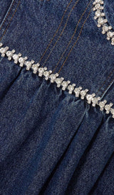 CRYSTAL-EMBELLISHED DENIM MINI DRESS IN BLUE DRESS STYLE OF CB 
