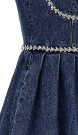 CRYSTAL-EMBELLISHED DENIM MINI DRESS IN BLUE DRESS STYLE OF CB 