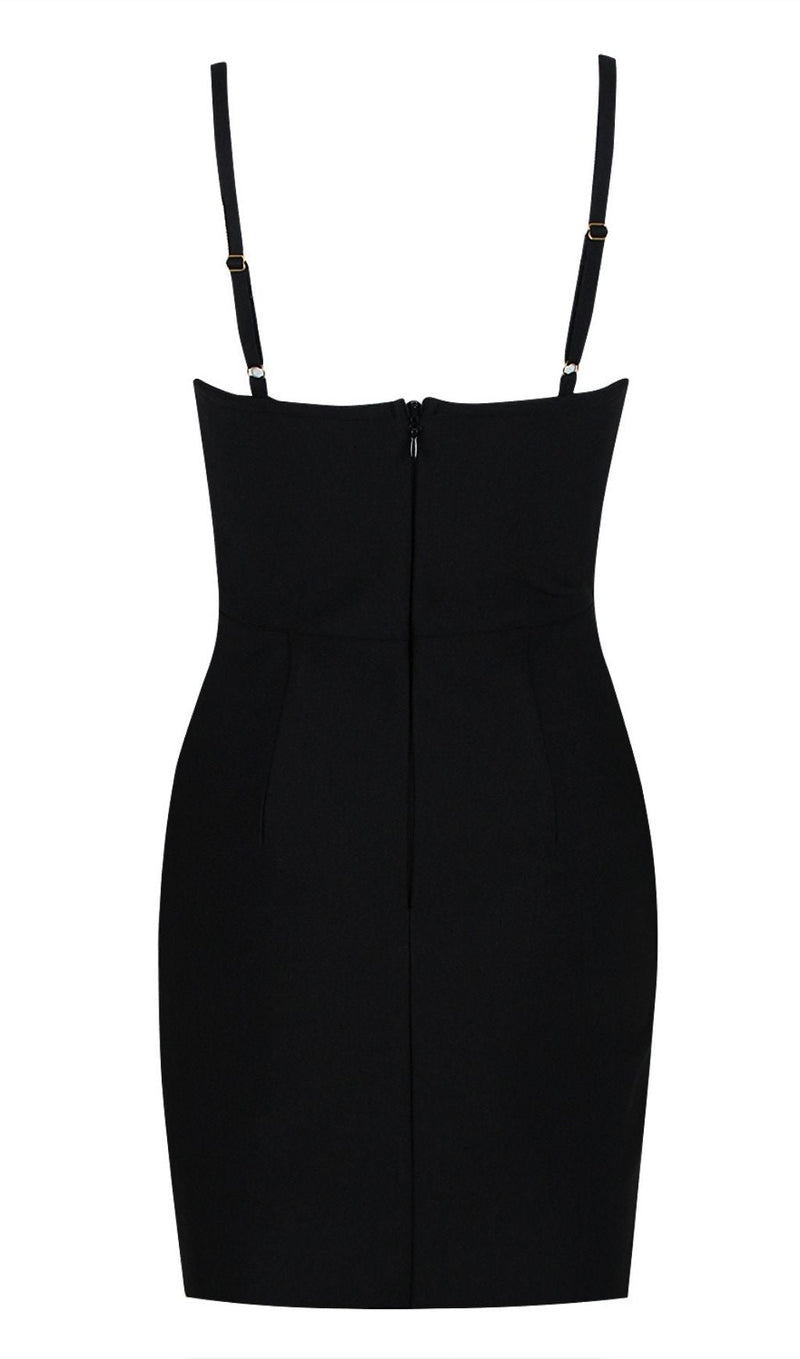 CRYSTAL FLOWER MINI DRESS IN BLACK Dresses styleofcb 