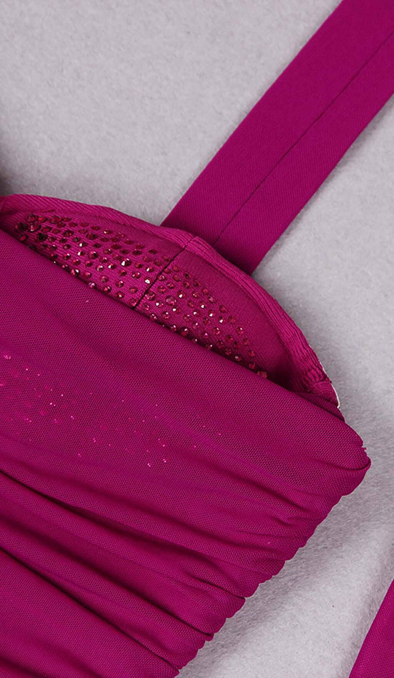 CRYSTAL HALTER NECK MIDI DRESS IN GRAPE DRESS STYLE OF CB 