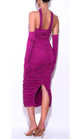 CRYSTAL HALTER NECK MIDI DRESS IN GRAPE DRESS STYLE OF CB 
