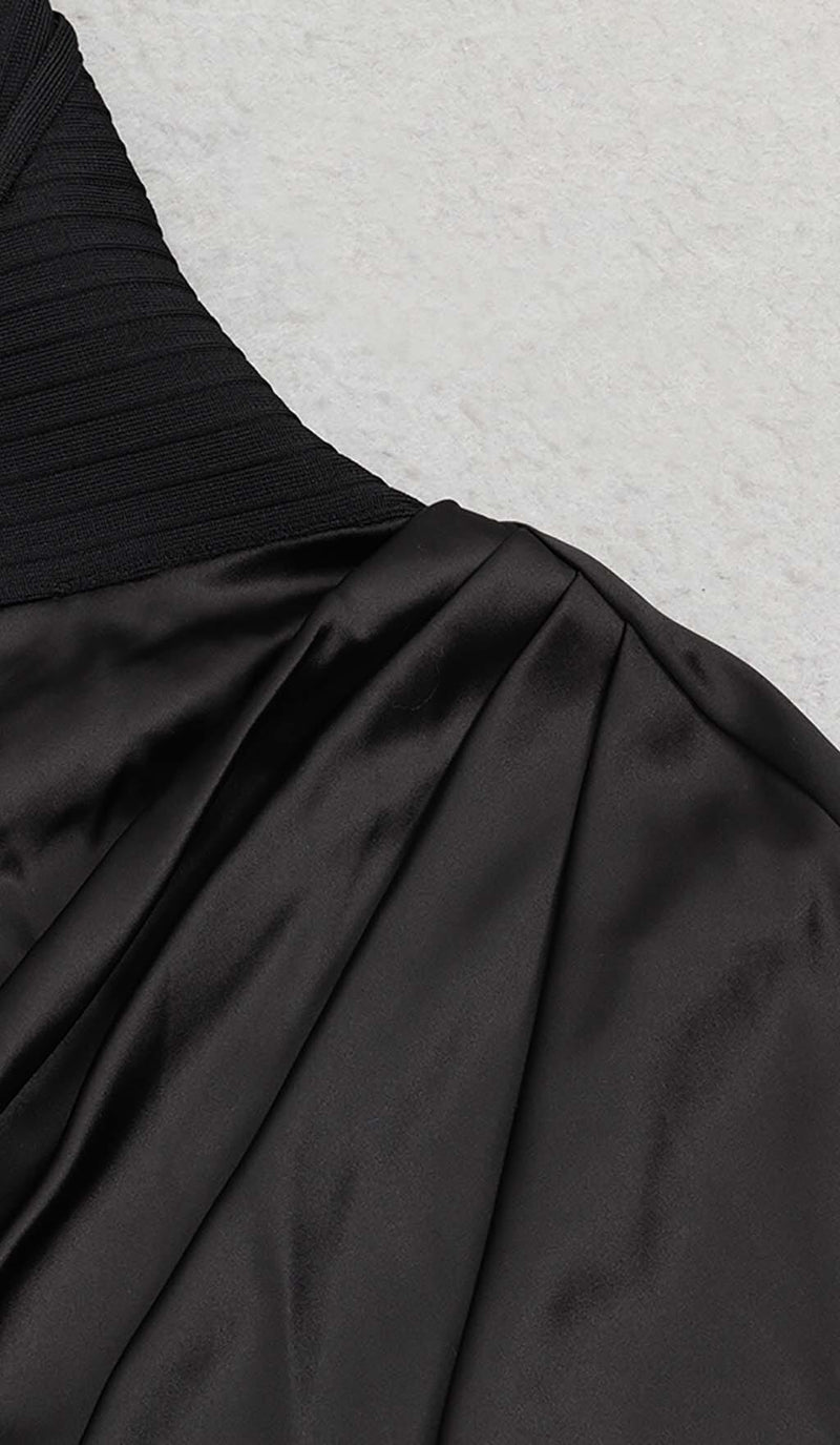 CUT OUT FRONT SATIN CAMI MIDI DRESS IN BLACK DRESS STYLE OF CB 