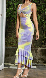 CUT OUT MERMAID HEM DRESS IN MULTI COLOR DRESS sis label 