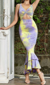 CUT OUT MERMAID HEM DRESS IN MULTI COLOR DRESS sis label 