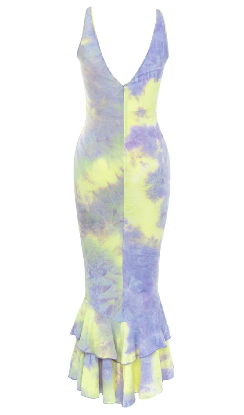 CUT OUT MERMAID HEM DRESS IN MULTI COLOR DRESS sis label 