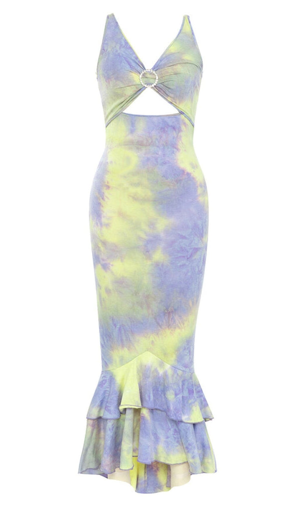 CUT OUT MERMAID HEM DRESS IN MULTI COLOR DRESS sis label 