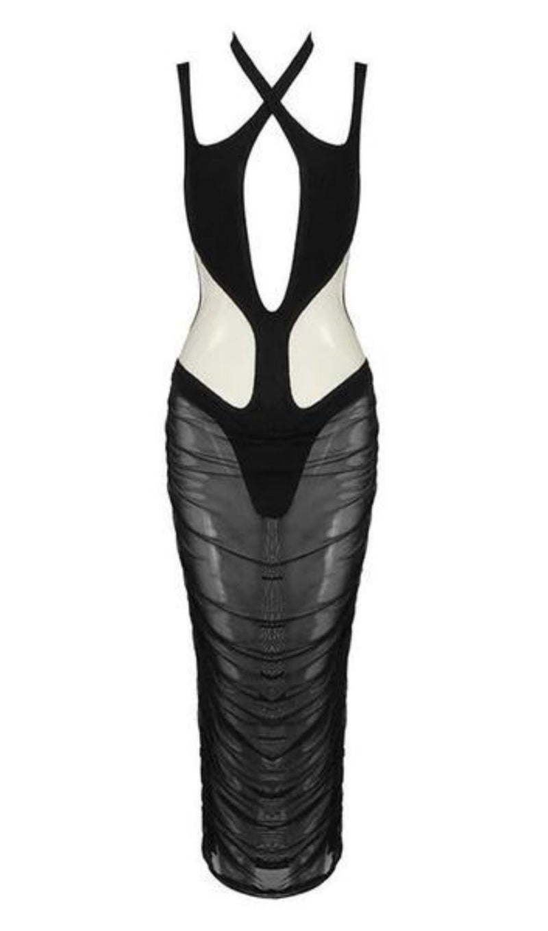 CUT OUT MESH MIDI DRESS IN BLACK Dresses styleofcb XS BLACK 